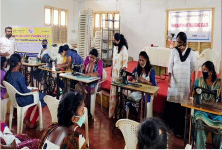 Women attending a tailoring training program run by Oorja Social Foundation